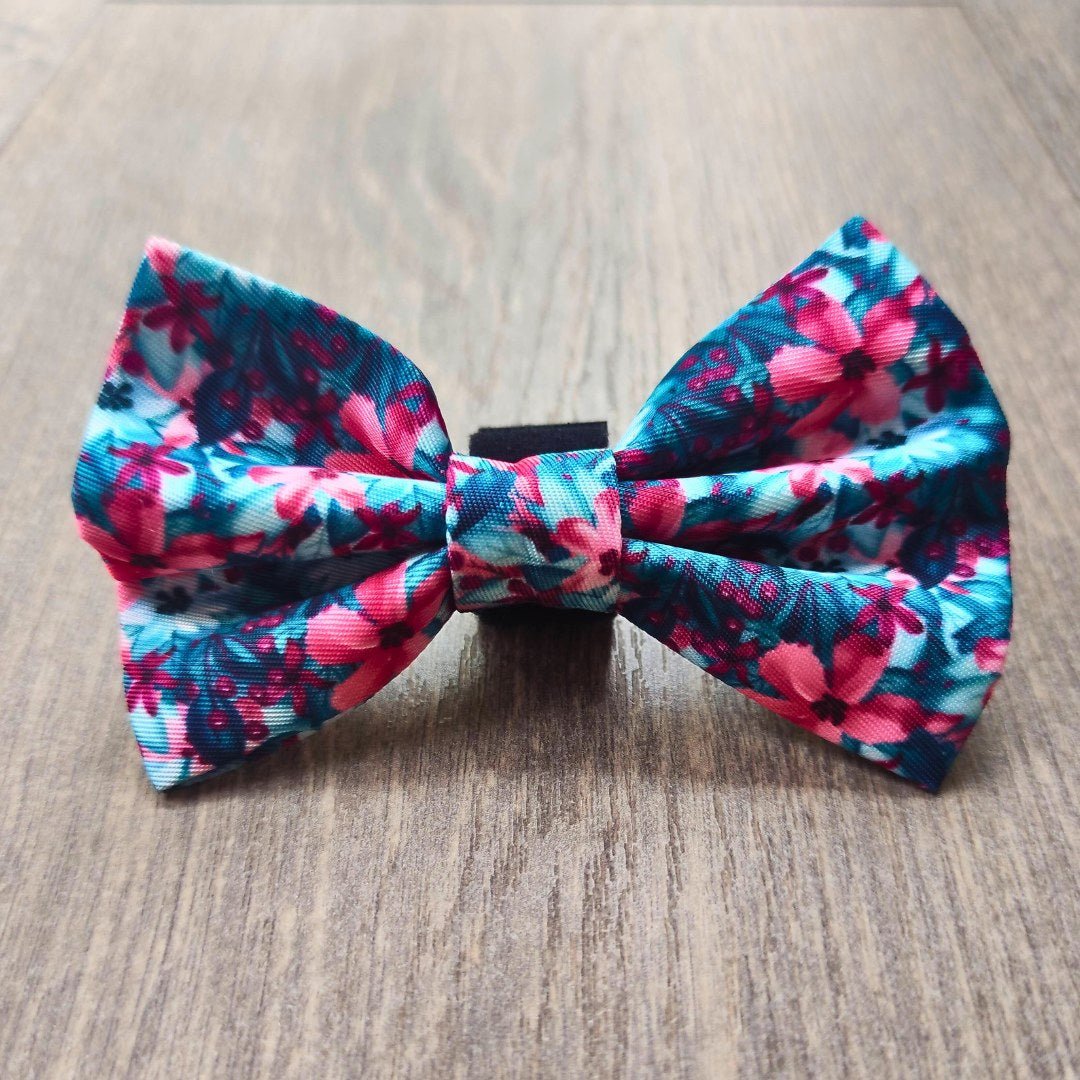 Pink & Blue Floral Bow Tie